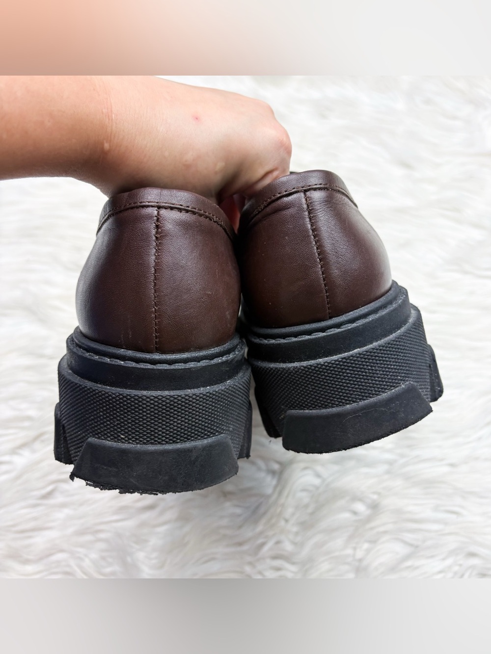 Alohas Trailblazer Loafer Lug Sole Platform Penny Coffee Brown Leather 40 US 9 - Picture 8 of 11
